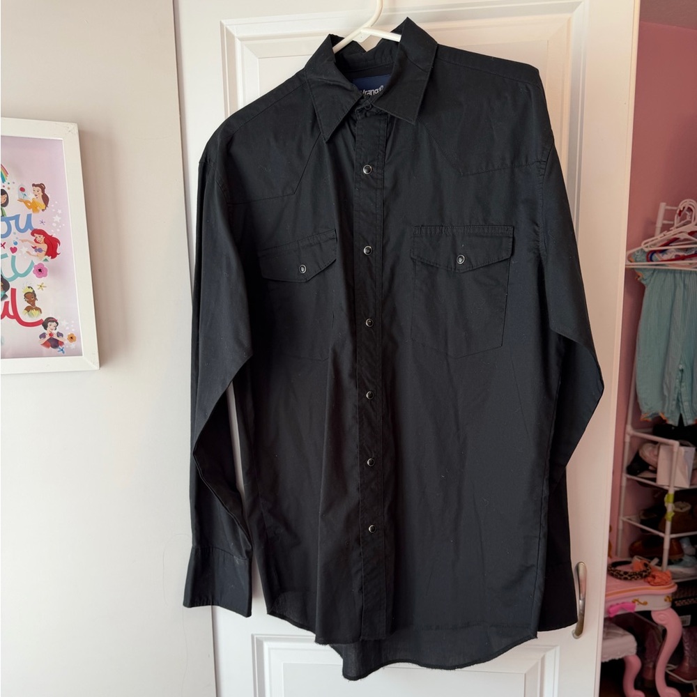 Wrangler Black Men's Long Sleeve Dress Shirt